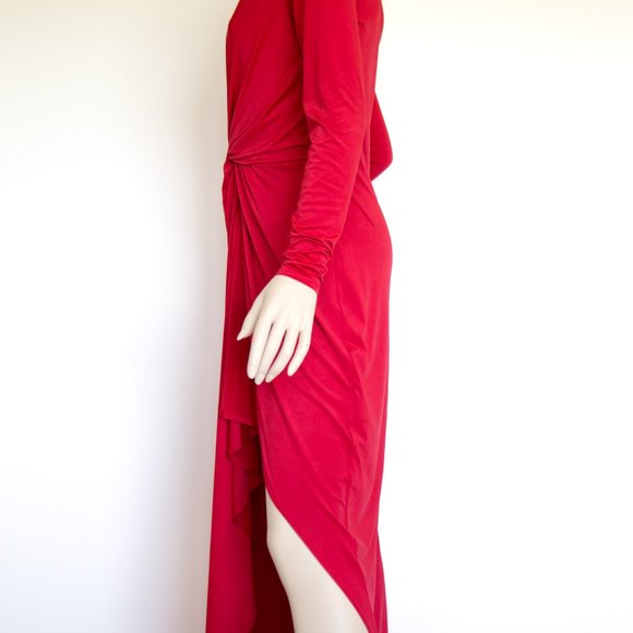 GUESS MARCIANO Sexy Dress Gown Red Slit Full length V Neck Medium 350$ - Picture 3 of 6
